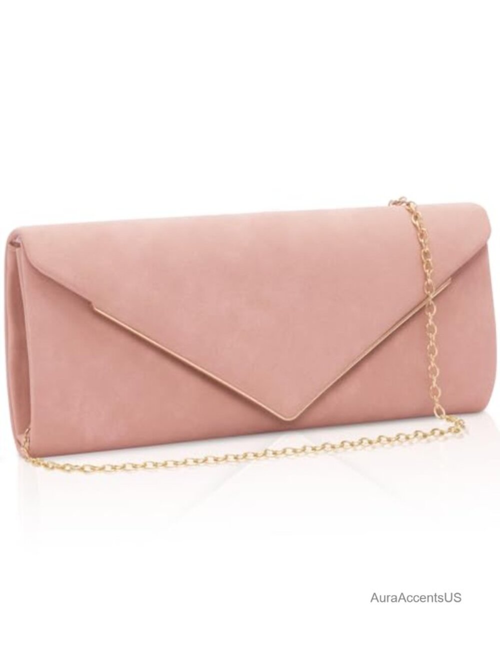 Women's Suede Envelope Clutch with Detachable Chain Evening Bag